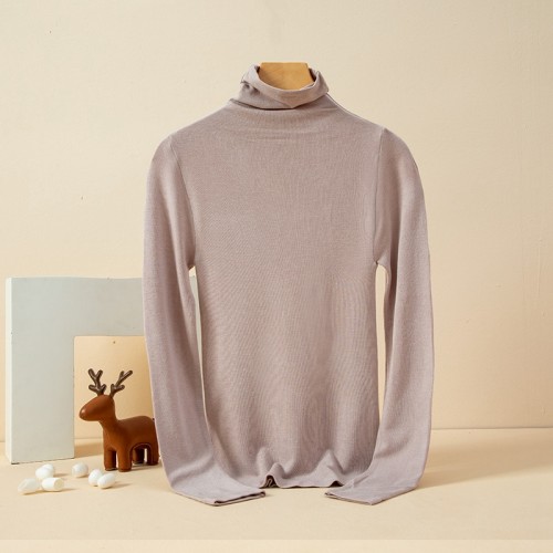 Soft Intimate Turtleneck Stretchy Thermal Underwear, Comfortable Solid Color Long Sleeve Slim Fit Top, Women's Clothing